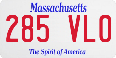 MA license plate 285VL0