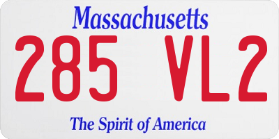 MA license plate 285VL2