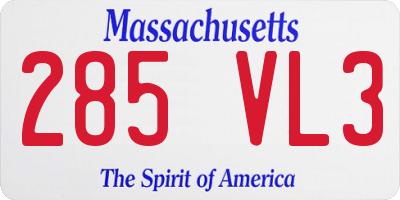 MA license plate 285VL3