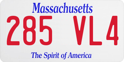 MA license plate 285VL4