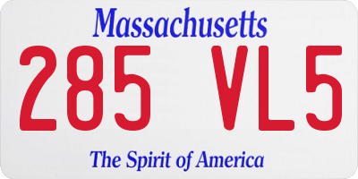 MA license plate 285VL5