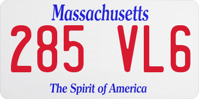 MA license plate 285VL6