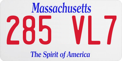 MA license plate 285VL7