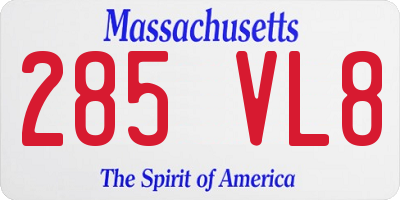MA license plate 285VL8