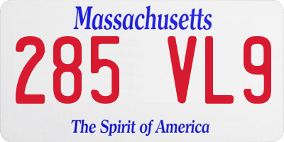 MA license plate 285VL9