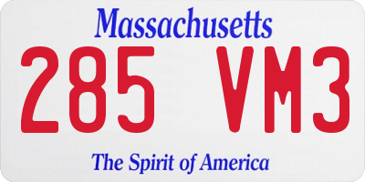 MA license plate 285VM3