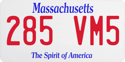 MA license plate 285VM5