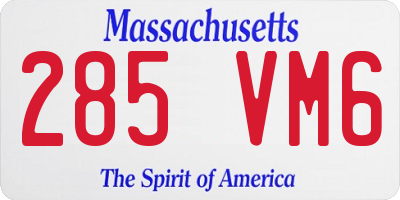 MA license plate 285VM6