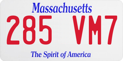 MA license plate 285VM7