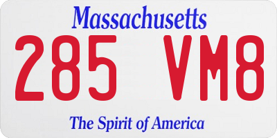 MA license plate 285VM8