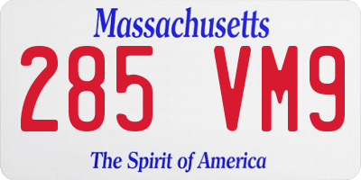 MA license plate 285VM9