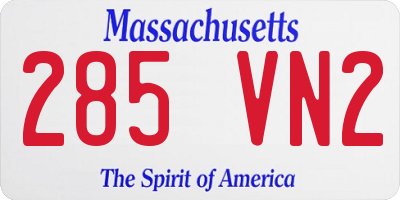 MA license plate 285VN2