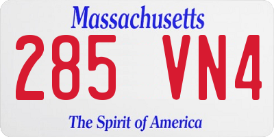 MA license plate 285VN4