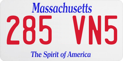 MA license plate 285VN5