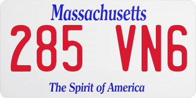 MA license plate 285VN6