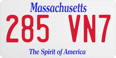 MA license plate 285VN7