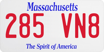 MA license plate 285VN8