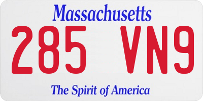 MA license plate 285VN9