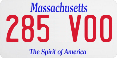 MA license plate 285VO0