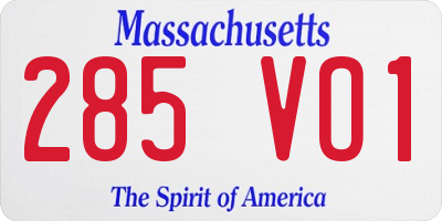MA license plate 285VO1
