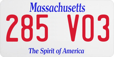 MA license plate 285VO3