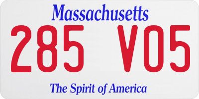 MA license plate 285VO5