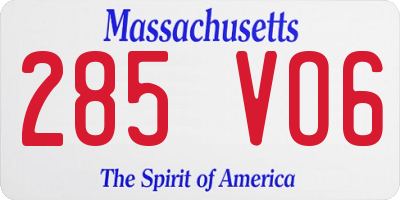 MA license plate 285VO6