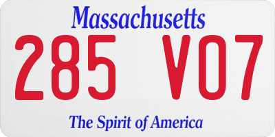 MA license plate 285VO7