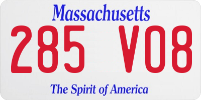 MA license plate 285VO8