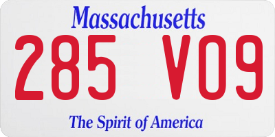 MA license plate 285VO9