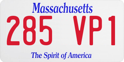MA license plate 285VP1