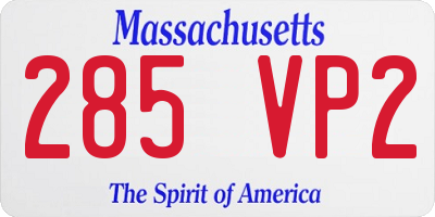 MA license plate 285VP2