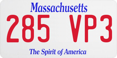 MA license plate 285VP3