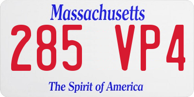 MA license plate 285VP4