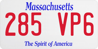 MA license plate 285VP6
