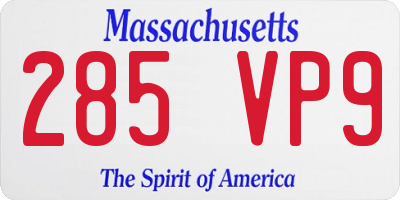MA license plate 285VP9