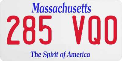 MA license plate 285VQ0