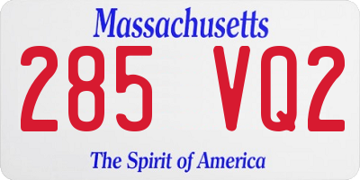 MA license plate 285VQ2