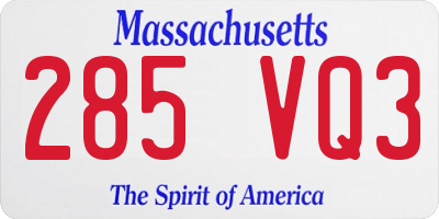 MA license plate 285VQ3