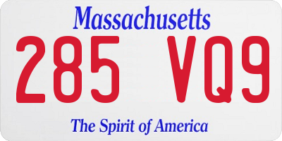 MA license plate 285VQ9