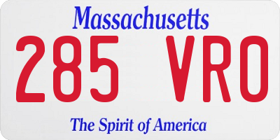 MA license plate 285VR0