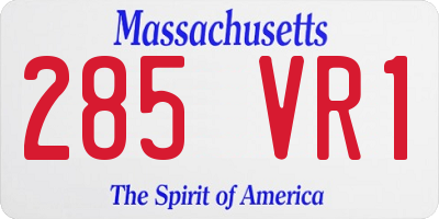 MA license plate 285VR1