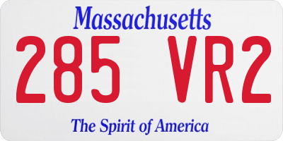 MA license plate 285VR2