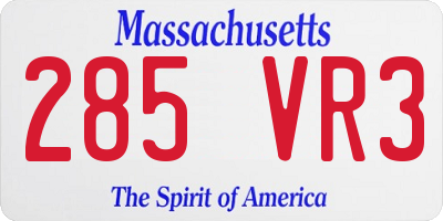 MA license plate 285VR3