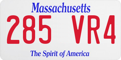 MA license plate 285VR4