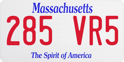 MA license plate 285VR5