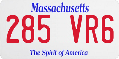 MA license plate 285VR6