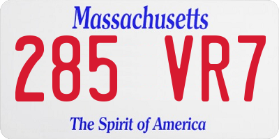 MA license plate 285VR7