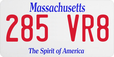 MA license plate 285VR8