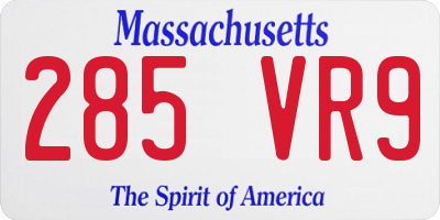 MA license plate 285VR9